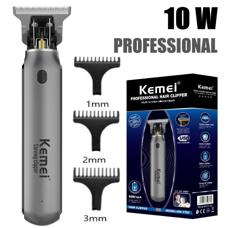 Kemei 1757 Hair Clippers Men Beard Trimmer Zero Gapped T-Blade Hair Cutting Machine Cordless Professional Barber Edgers Cutter