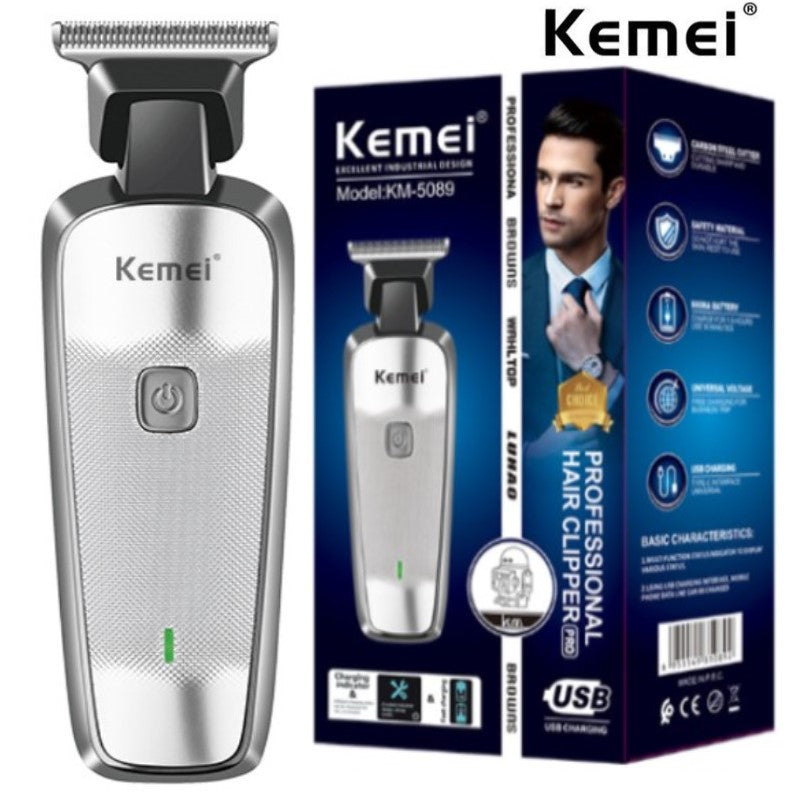 Kemei electric clipper KM-5089 aluminum alloy portable large-capacity lithium battery long-life USB fast-charge hair clipper