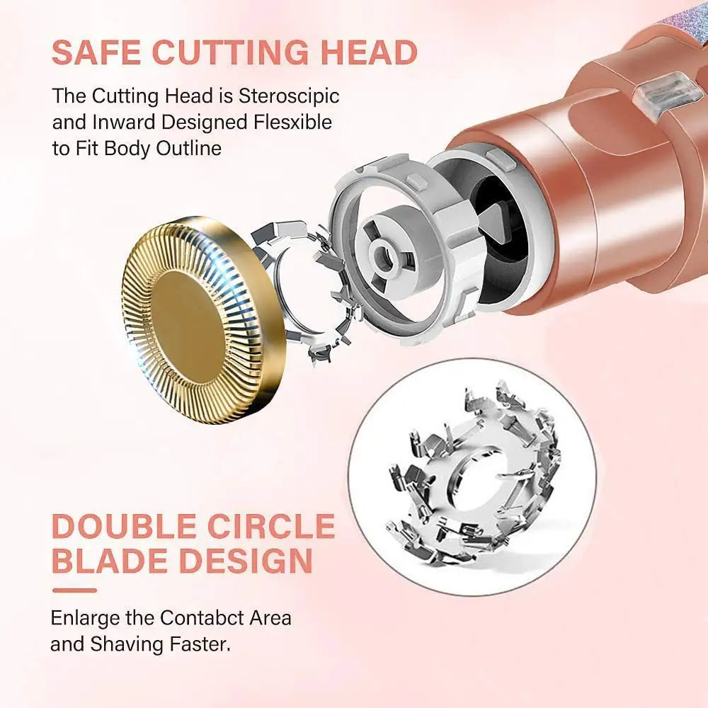 2 IN 1 Rechargeable Electric Eyebrow Trimmer Epilator Female Body Facial Lipstick Shape Hair Removal Rainbow and Pink