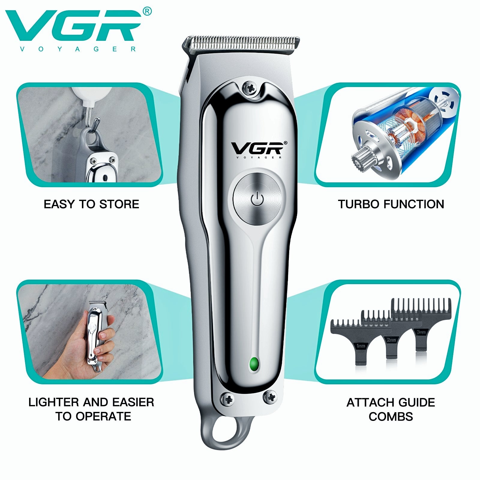 VGR Hair Cutting Machine Electric Hair Clipper Professional Haircut Machine Mini Barber Rechargeable Hair Trimmer for Men V-071