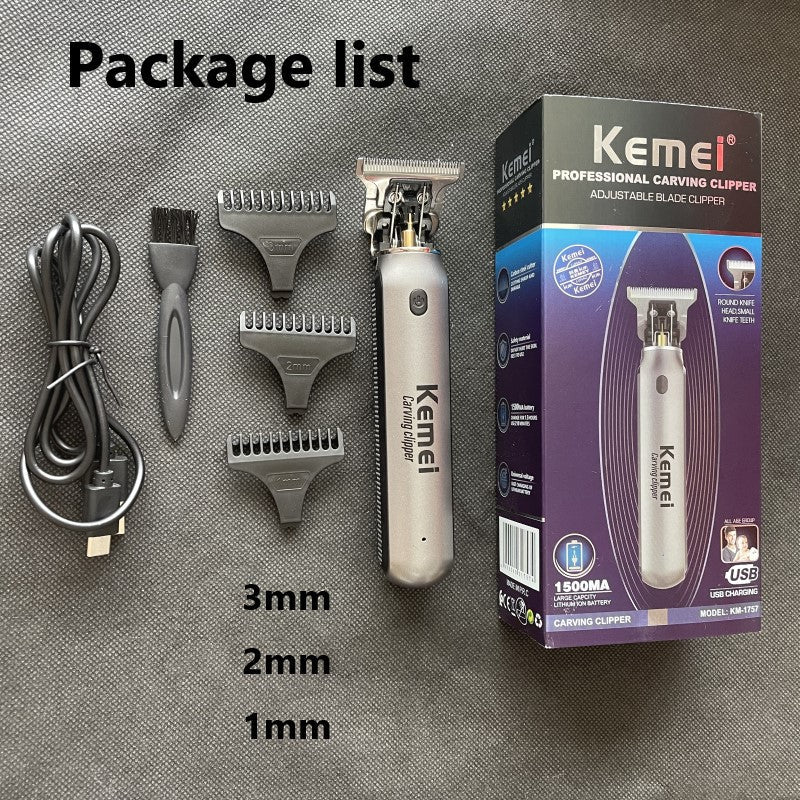 Kemei 1757 Hair Clippers Men Beard Trimmer Zero Gapped T-Blade Hair Cutting Machine Cordless Professional Barber Edgers Cutter
