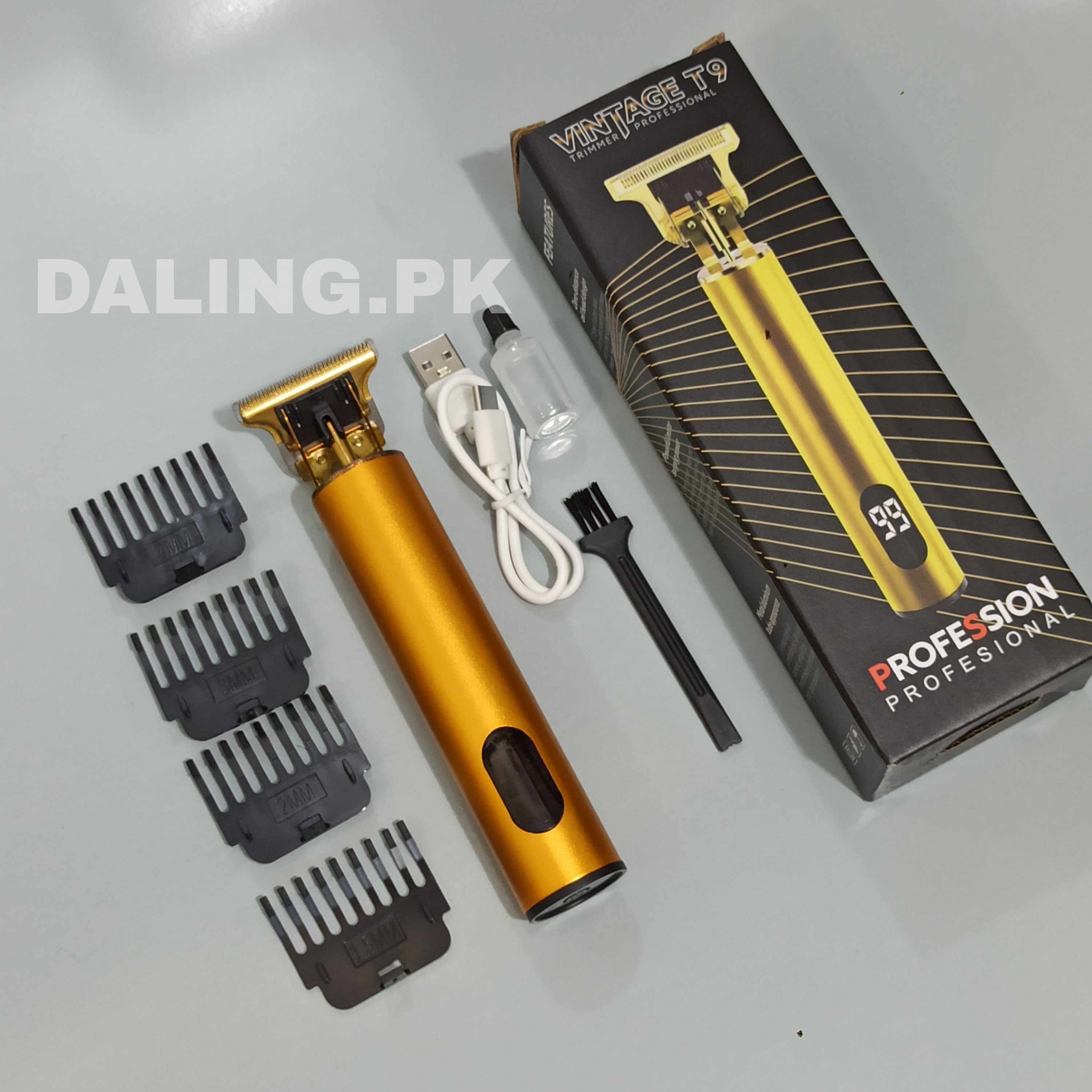 LCD 2 SPEED ADJUSTMENT VINTAGE T9 HAIR TRIMMER POWER DISPLAY - BLACK